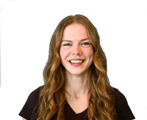 Portretfoto van Lisa, lid van de activiteitencommissie.