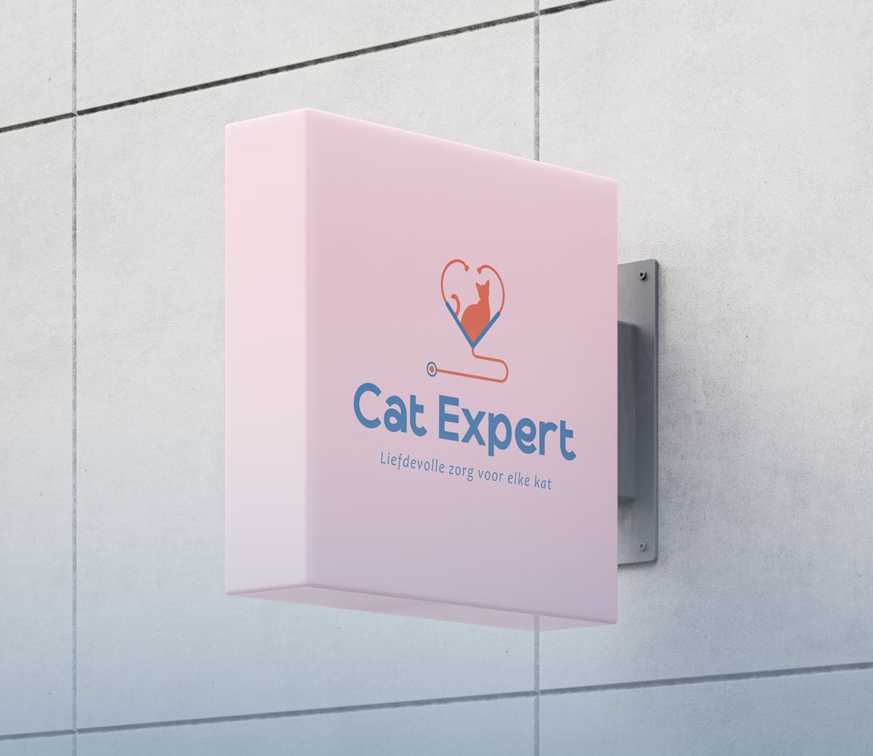 Productdoosmockup voor Cat Expert met kattenthema.