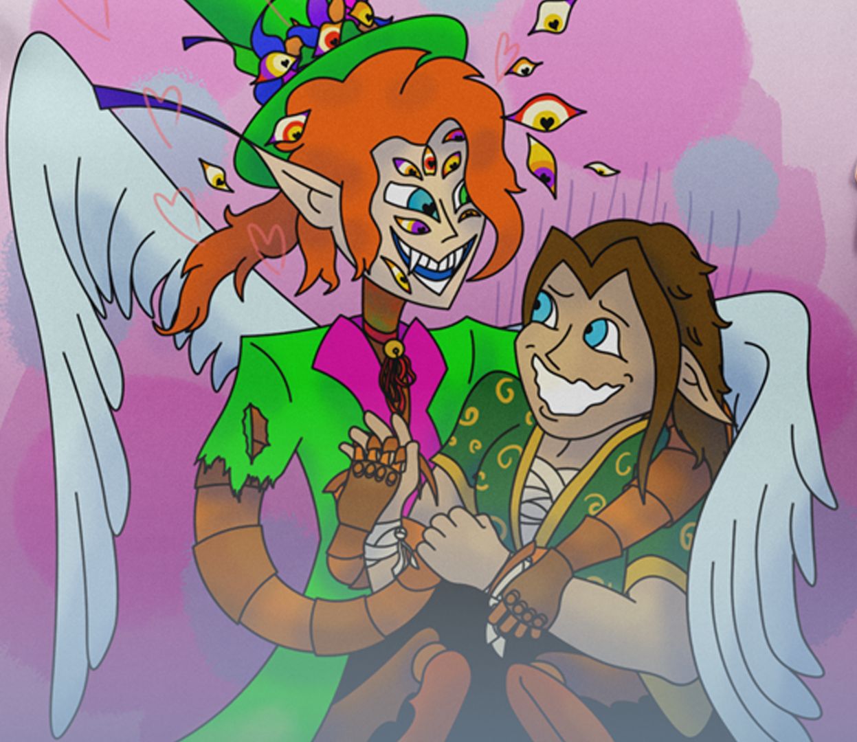 Kleurrijke cartoonillustratie van een leeuw en een nar.